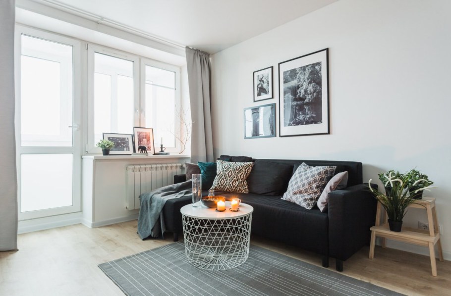 Гостиная в скандинавском стиле в хрущевке