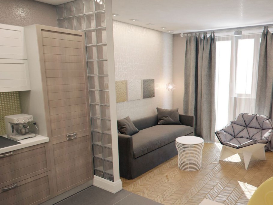 Студия 30 кв м планировка зонирование