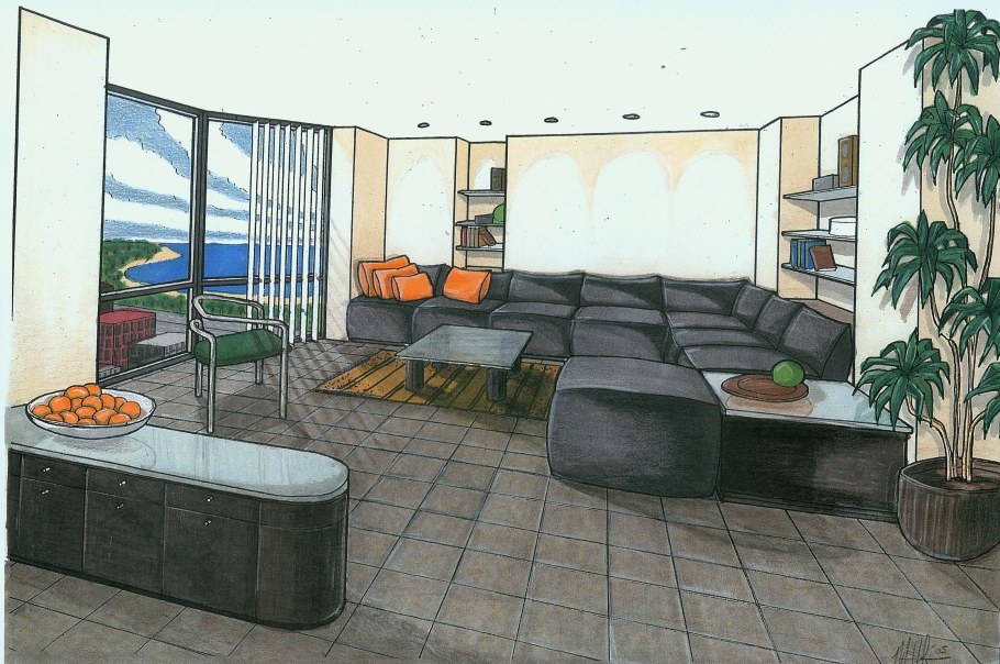 Интерьер рисунок дом будущего