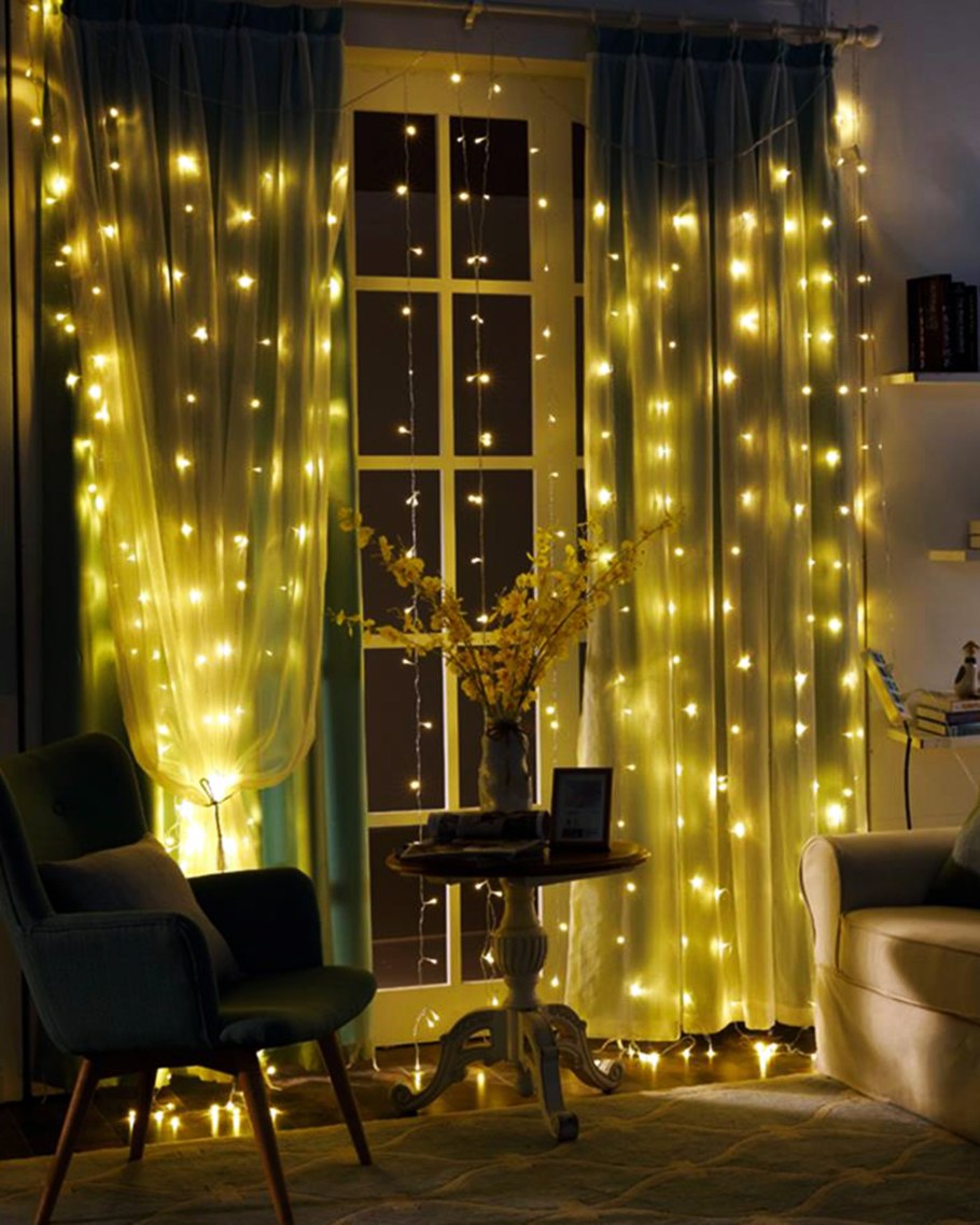 Гирлянда занавес 3х3 желтый