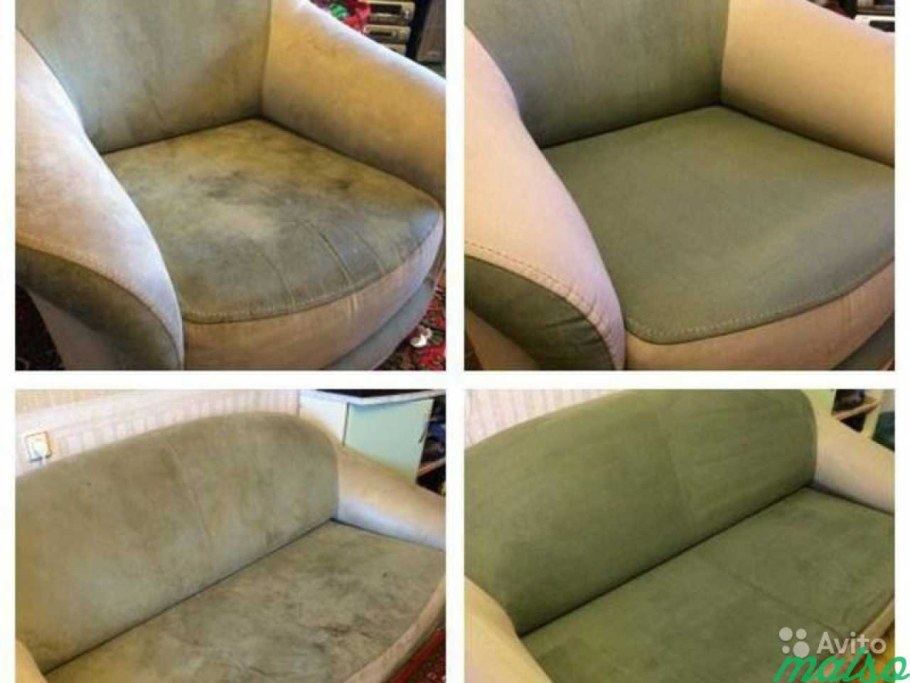 Химчистка дивана до и после