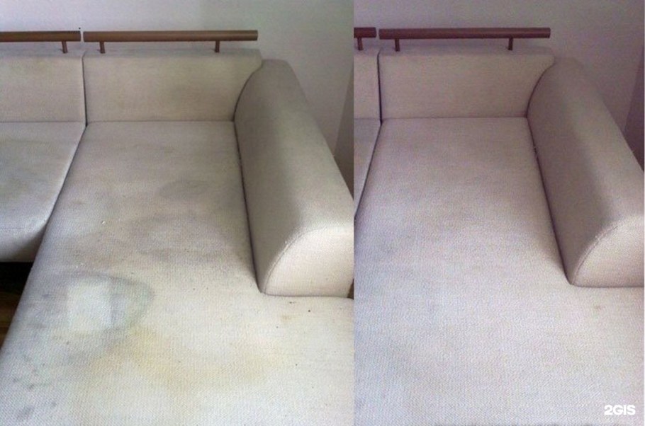 Химчистка дивана до и после