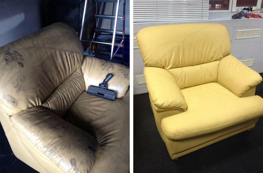 Химчистка дивана до и после