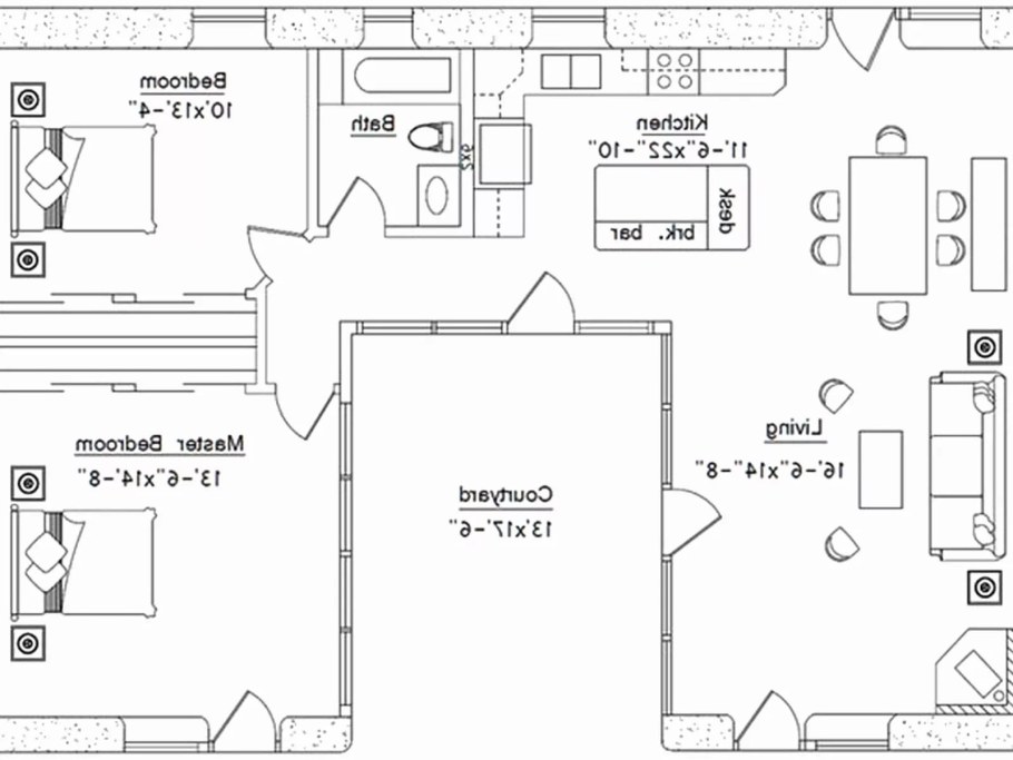 Планировка одноэтажного дома буквой п