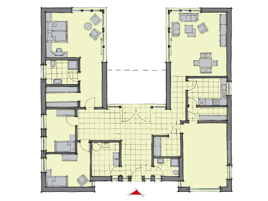 П-образный дом проект