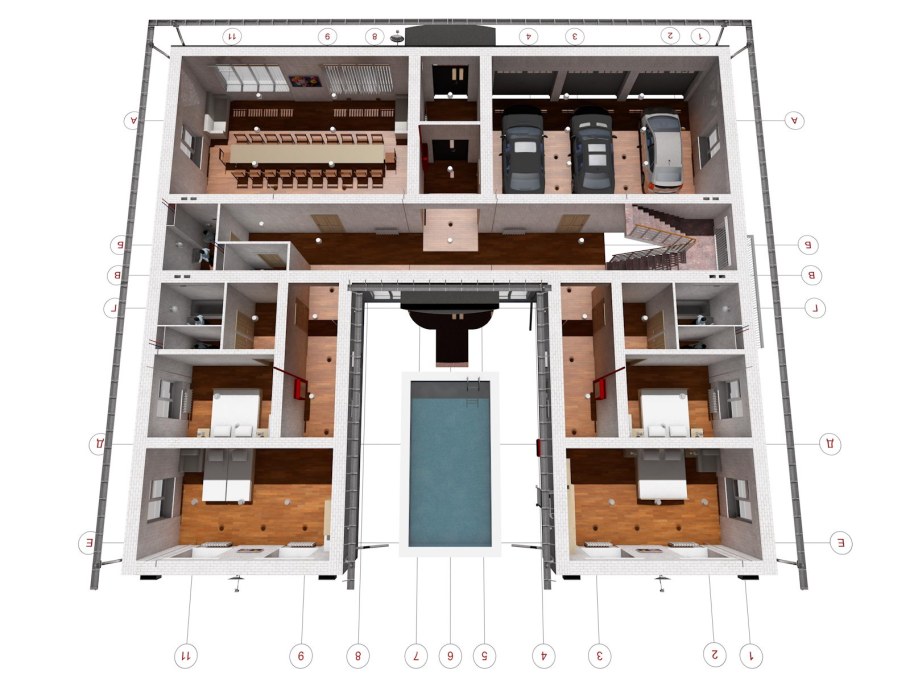 П-образный дом проект