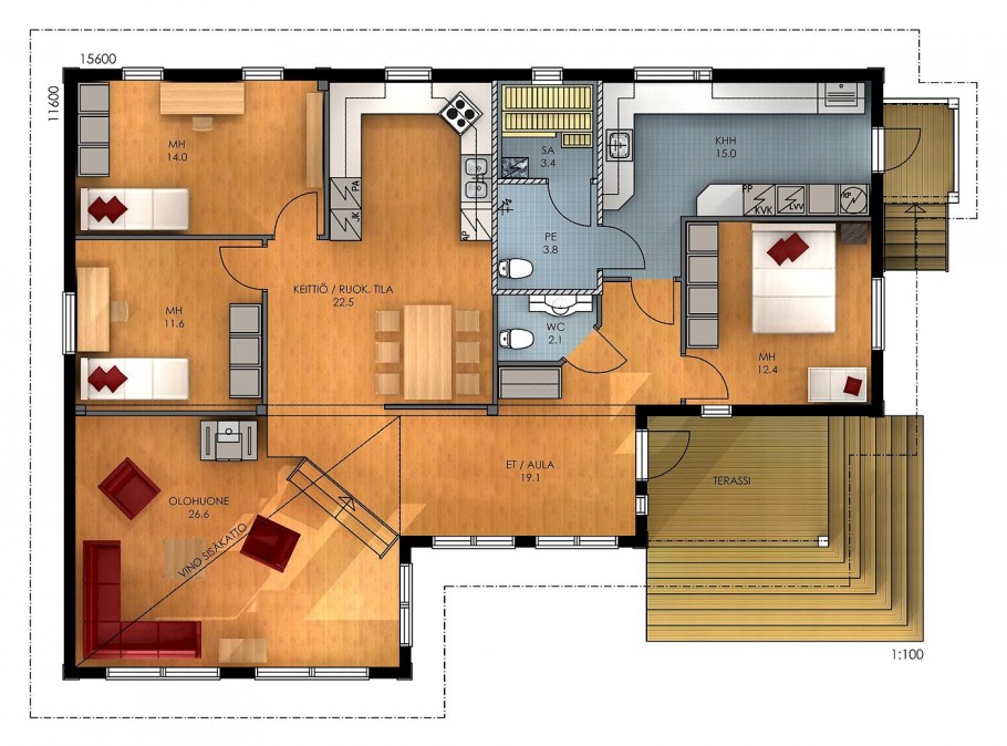 Дом буквой г планировка