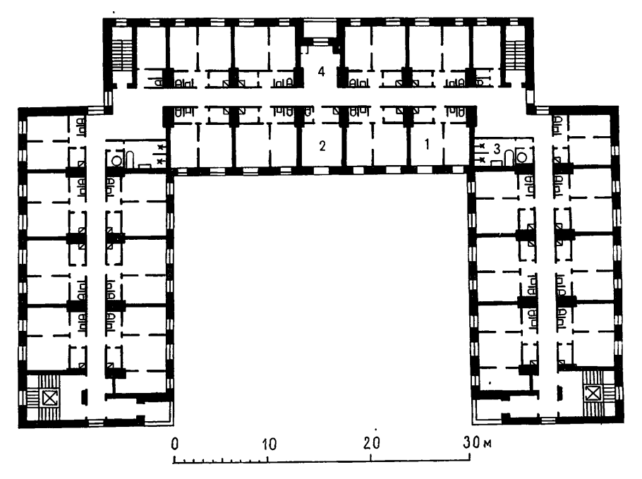 Планировка общежития коридорного типа