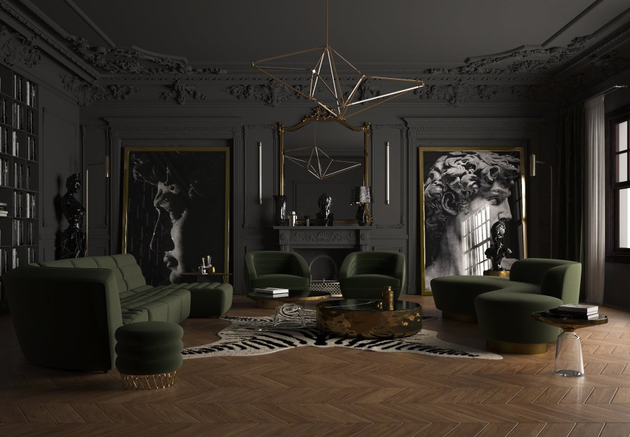 Лепнина в темном интерьере