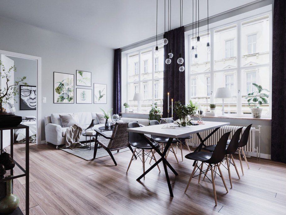 Рендер интерьера в скандинавском стиле