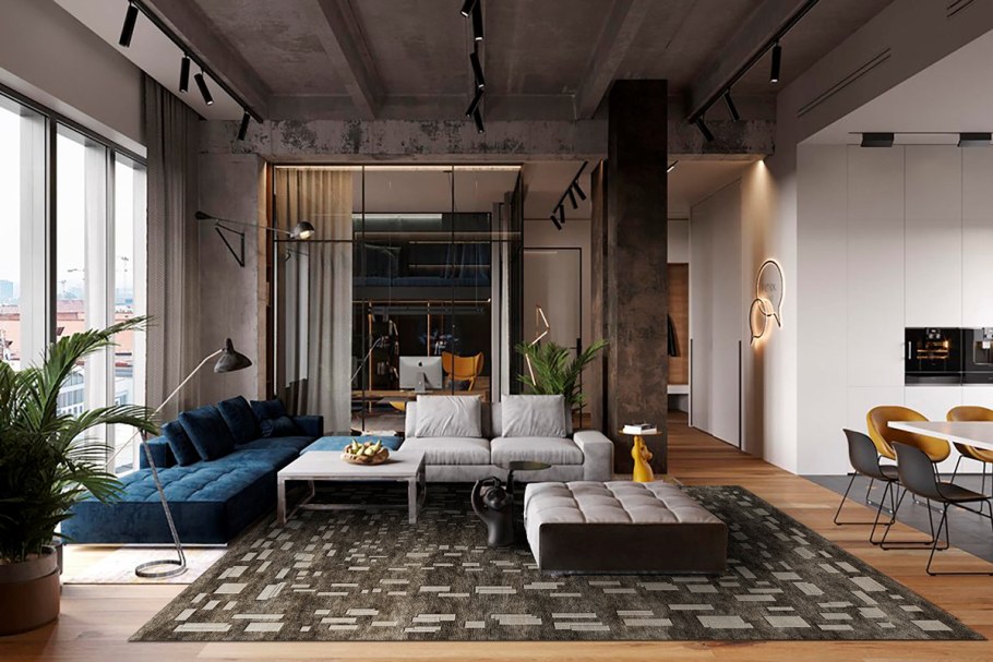 Студия 25 кв м в стиле лофт кирпич