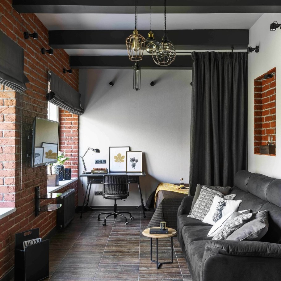 Кухня гостинная 20кв м лофт