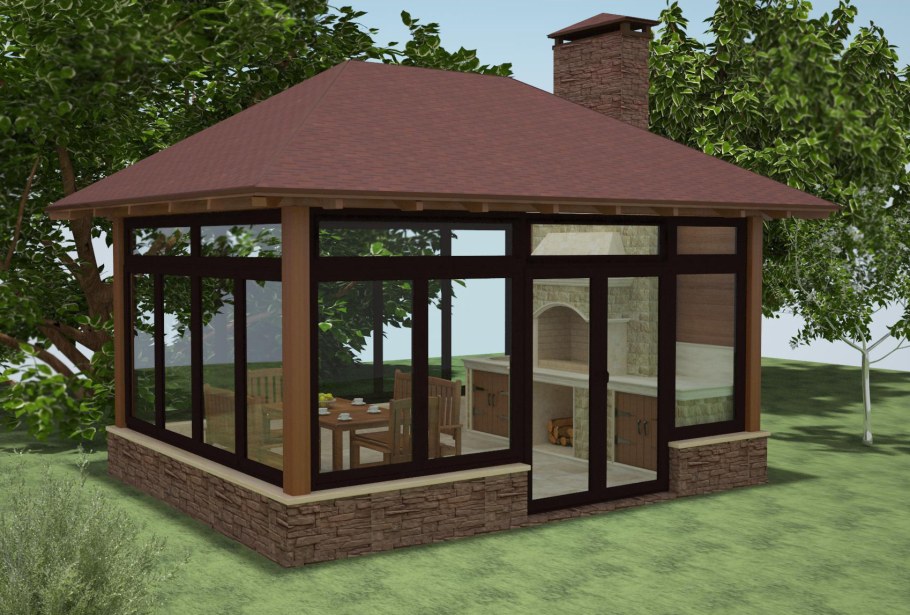 Беседка Аркона застекленная