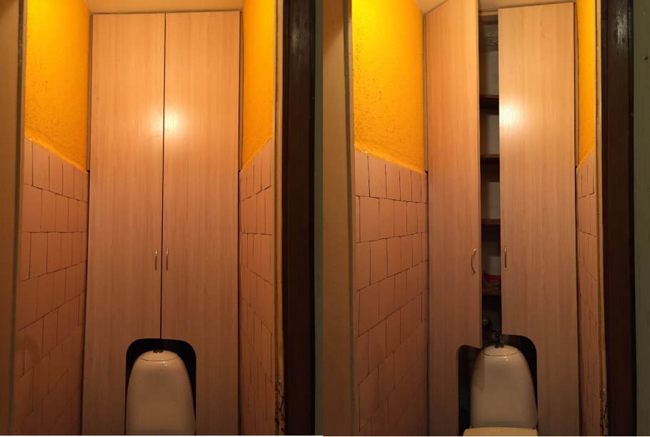 Шкаф в туалете за унитазом