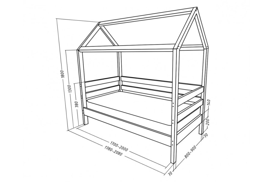 Кроватка домик чертеж 160х80