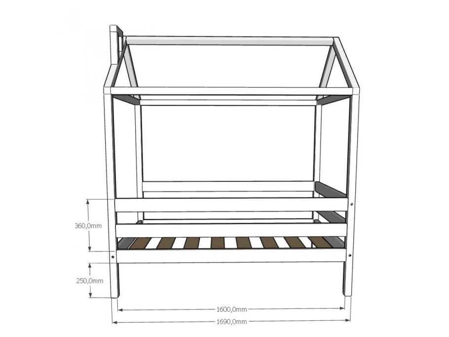 Чертеж детской кровати домика 160х80
