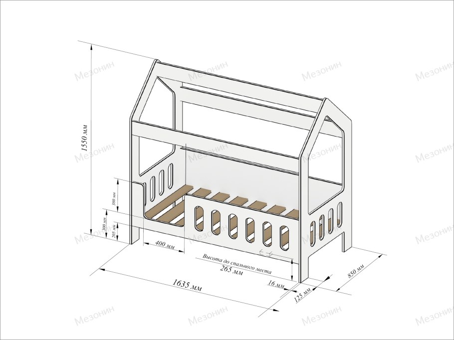 Детская кровать из бруса чертеж
