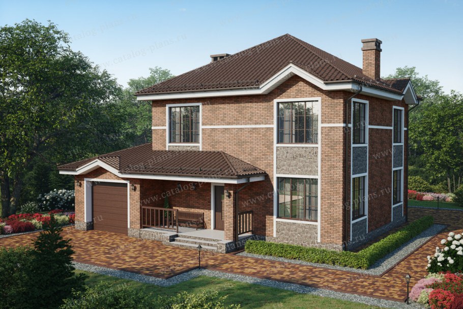 Дом с террасой двухэтажный кирпи
