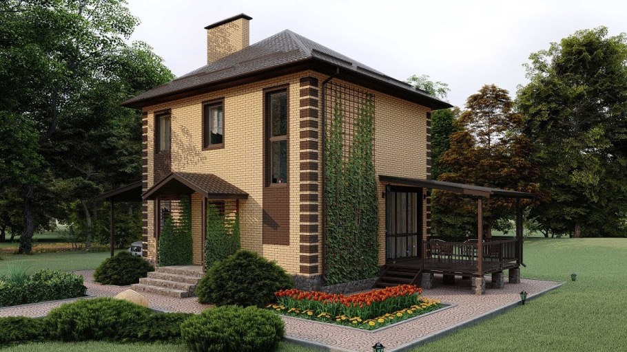 Одноэтажный дом с мансардой 150кв