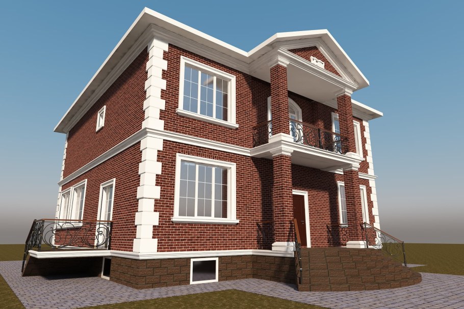 Терраса к кирпичному дому