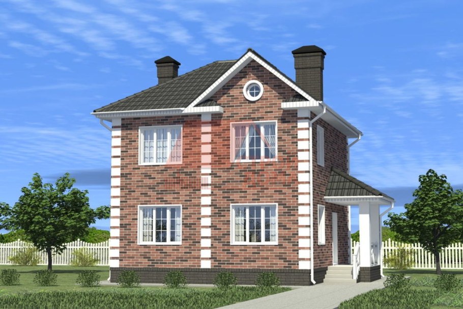 Двухэтажный коттедж из кирпича