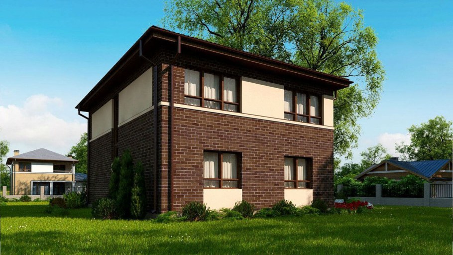 Фасады коттеджей из кирпича