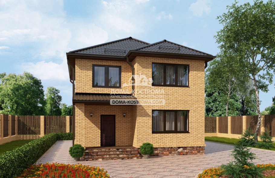 Дом двухэтажный Новация с эркером