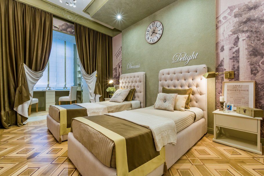 Шелковая штукатурка в интерьере спальни