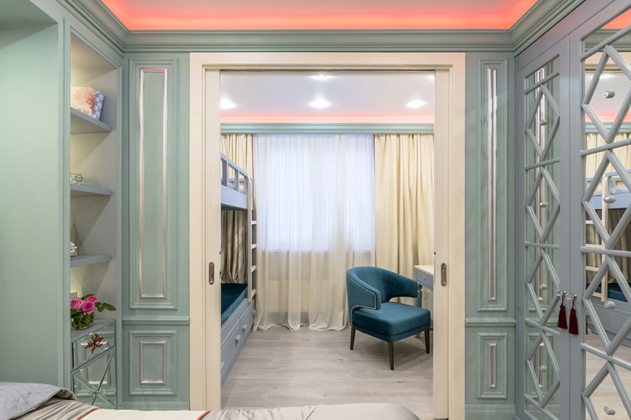 Спальня-гостиная с раздвижной перегородкой