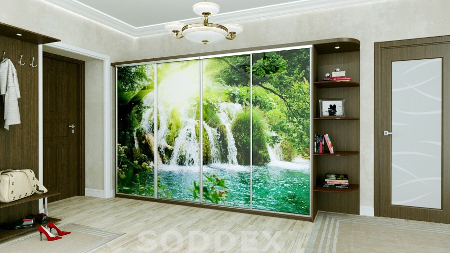 Шкаф-купе с фотопечатью в интерьере