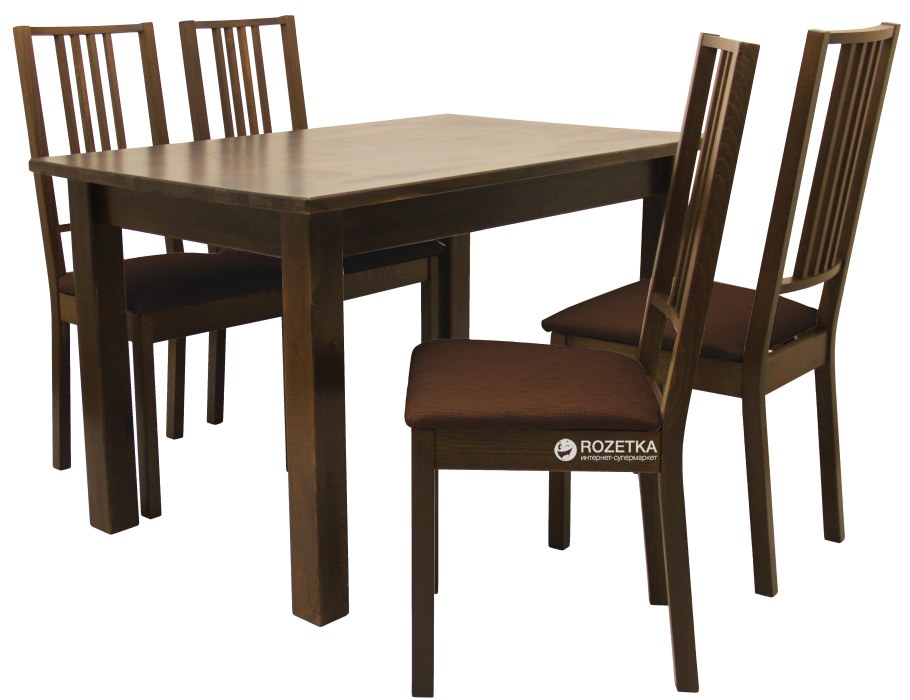 Обеденный стол со стульями на белом фоне