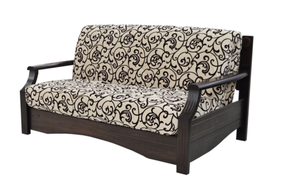 Диван с кожаными подлокотниками