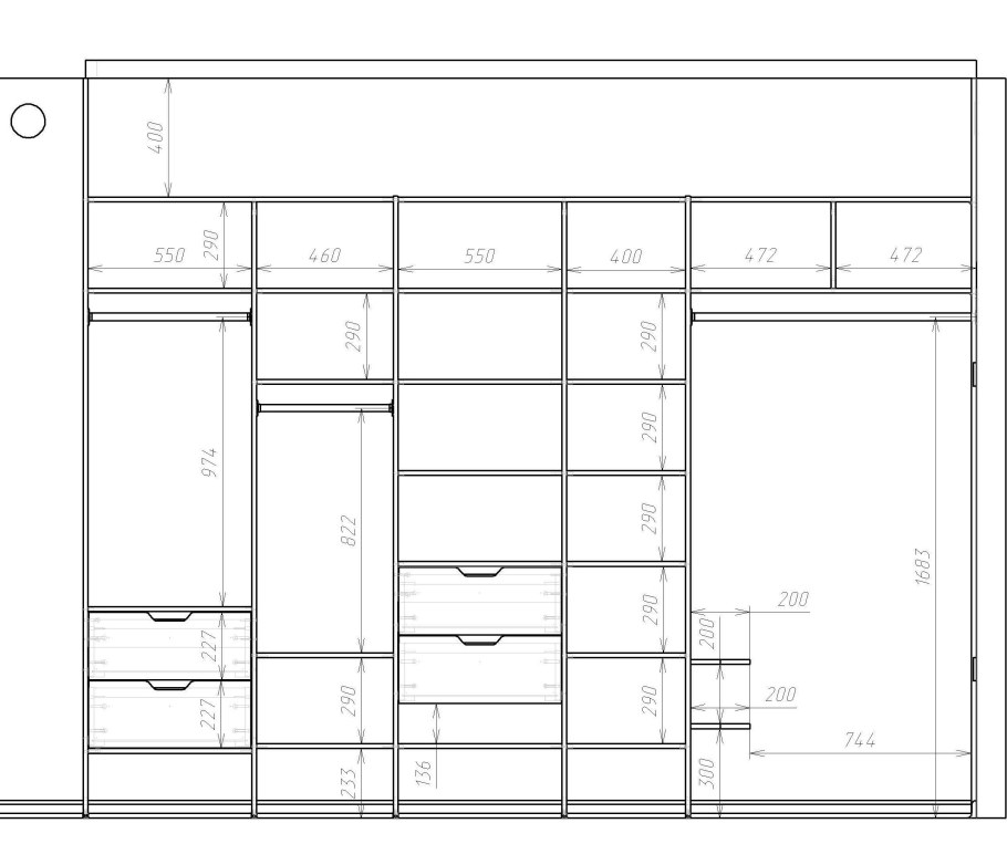 Шкаф купе 1950 ширина