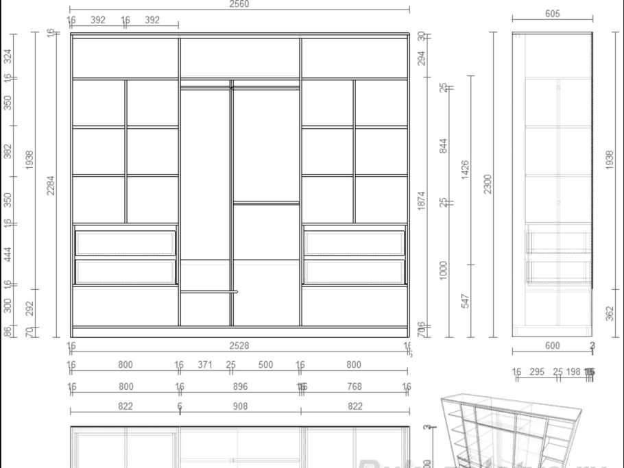 Шкаф-купе схема сборки ширина 1000мм