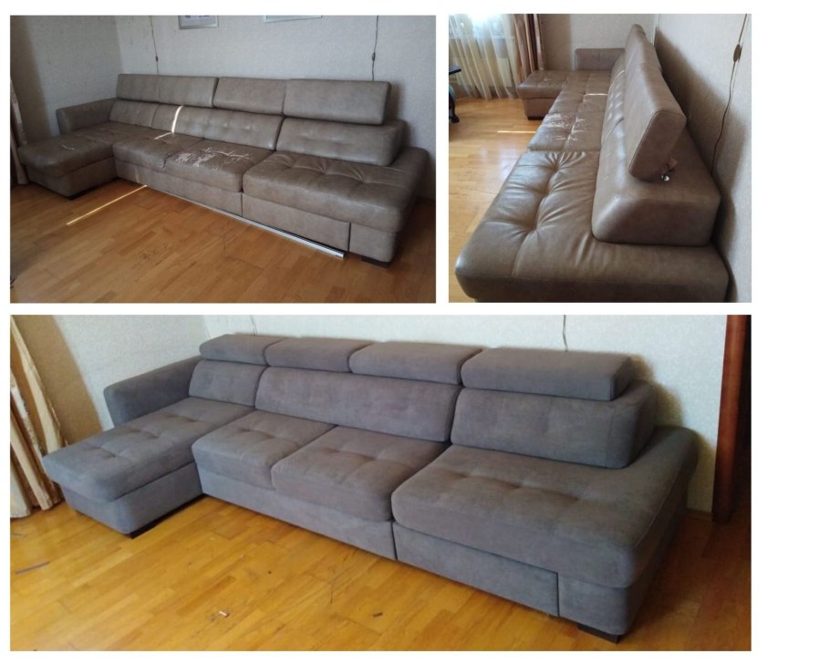 Рваный кожаный диван