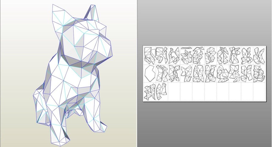 Паперкрафт французский бульдог развертка
