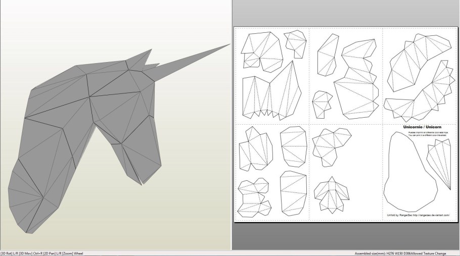 Развертка пепакура голова единорога