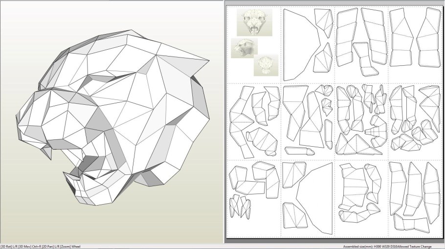 Маска тигра паперкрафт схема