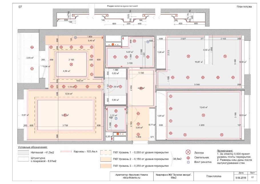 Подвесной потолок из ГКЛ план