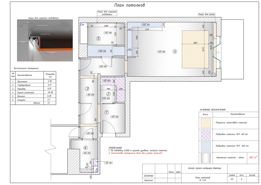 План потолков дизайн проект