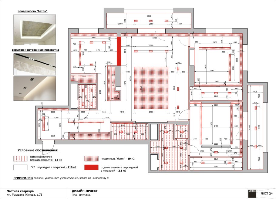 Чертежи двухуровневых натяжных потолков