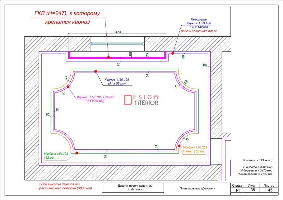 План многоуровневого потолка