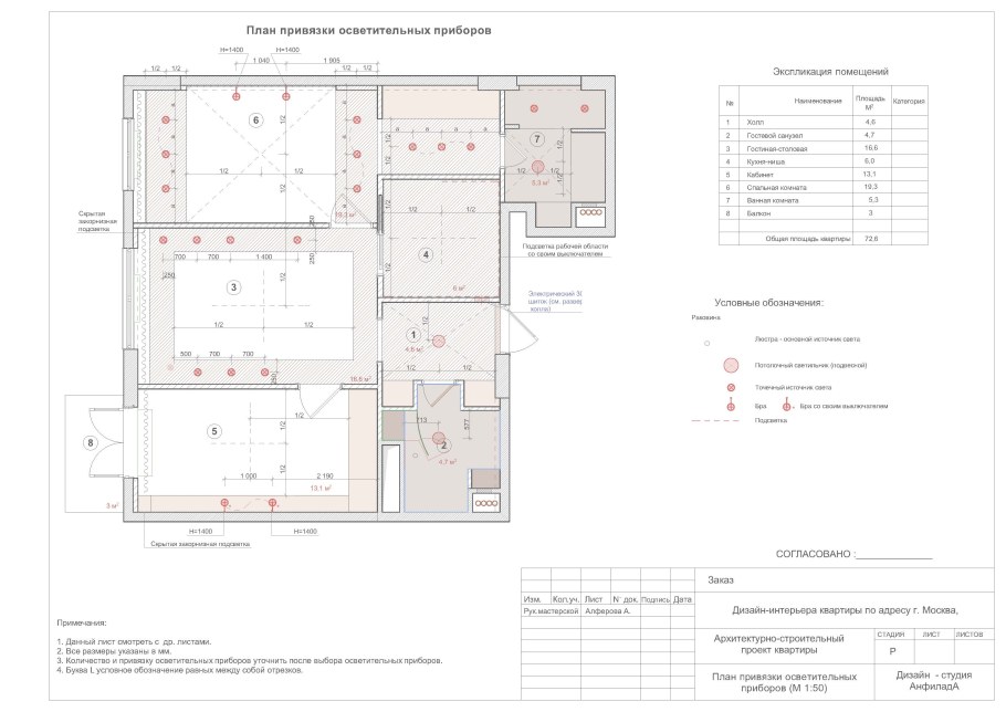 План натяжного потолка чертеж