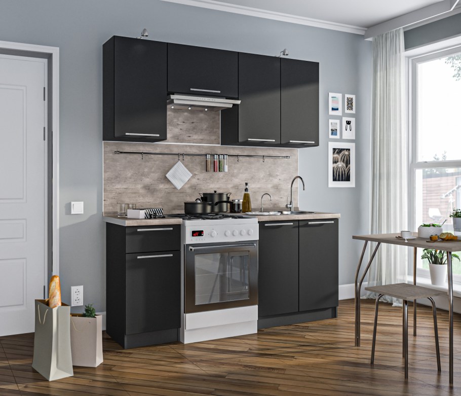 Ангелина-180 кухонный гарнитур Диамант серый