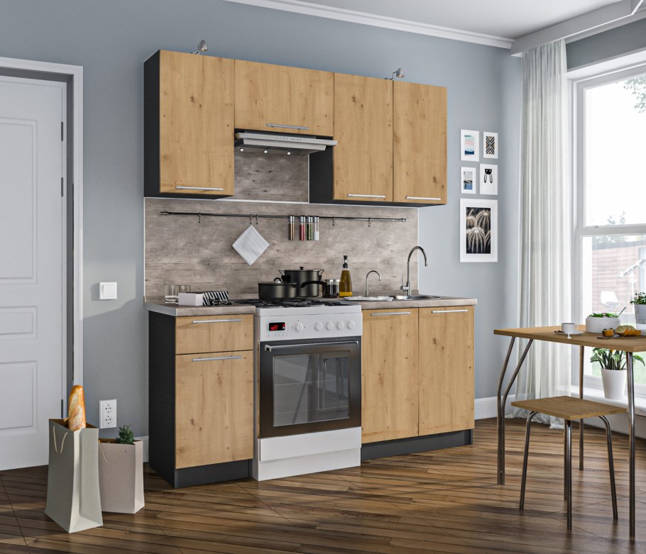 Ангелина-180 кухонный гарнитур Диамант серый