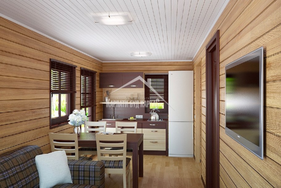 Выбеленный брус в интерьере