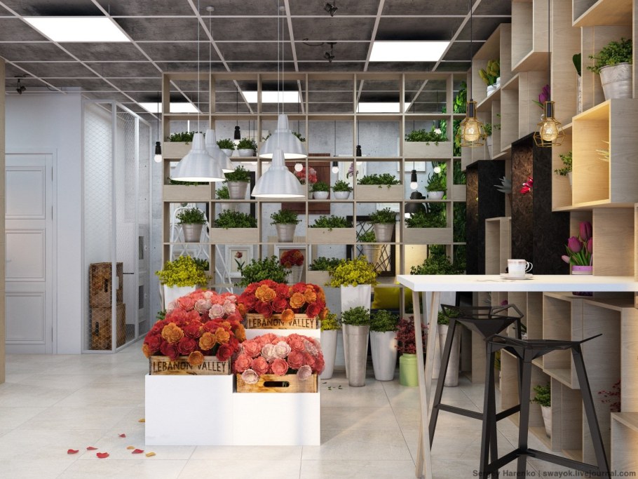 Цветочный магазин изнутри