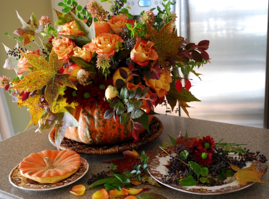 Настольные композиции с тыквой