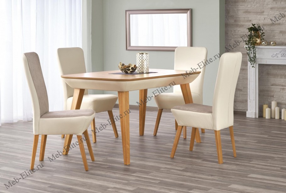 Edward, раскладной, стол обеденный, Halmar, белый-дуб медовый