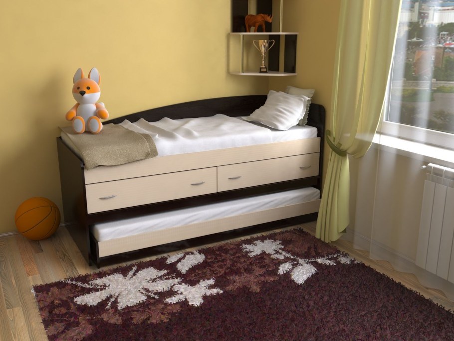 Детская двухъярусная выдвижная кровать СЛАВМЕБЕЛЬ дуэт -2